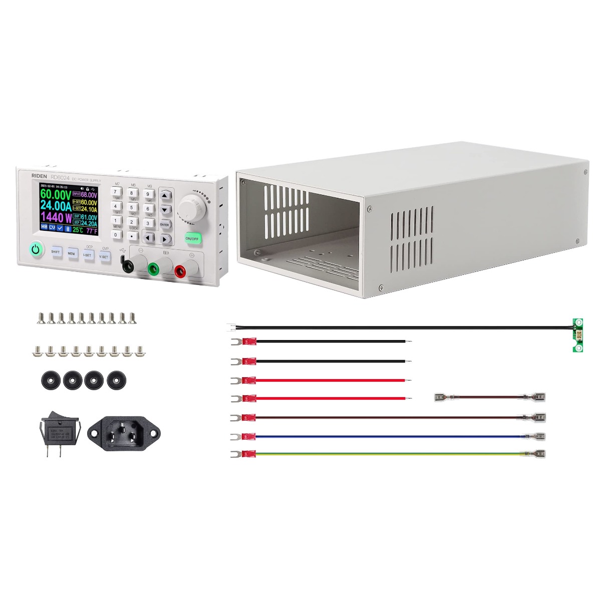 RIDEN RD6024W 60V 24A Programmable DC Power Supply Kit with Metal Enclosure (WiFi/USB)