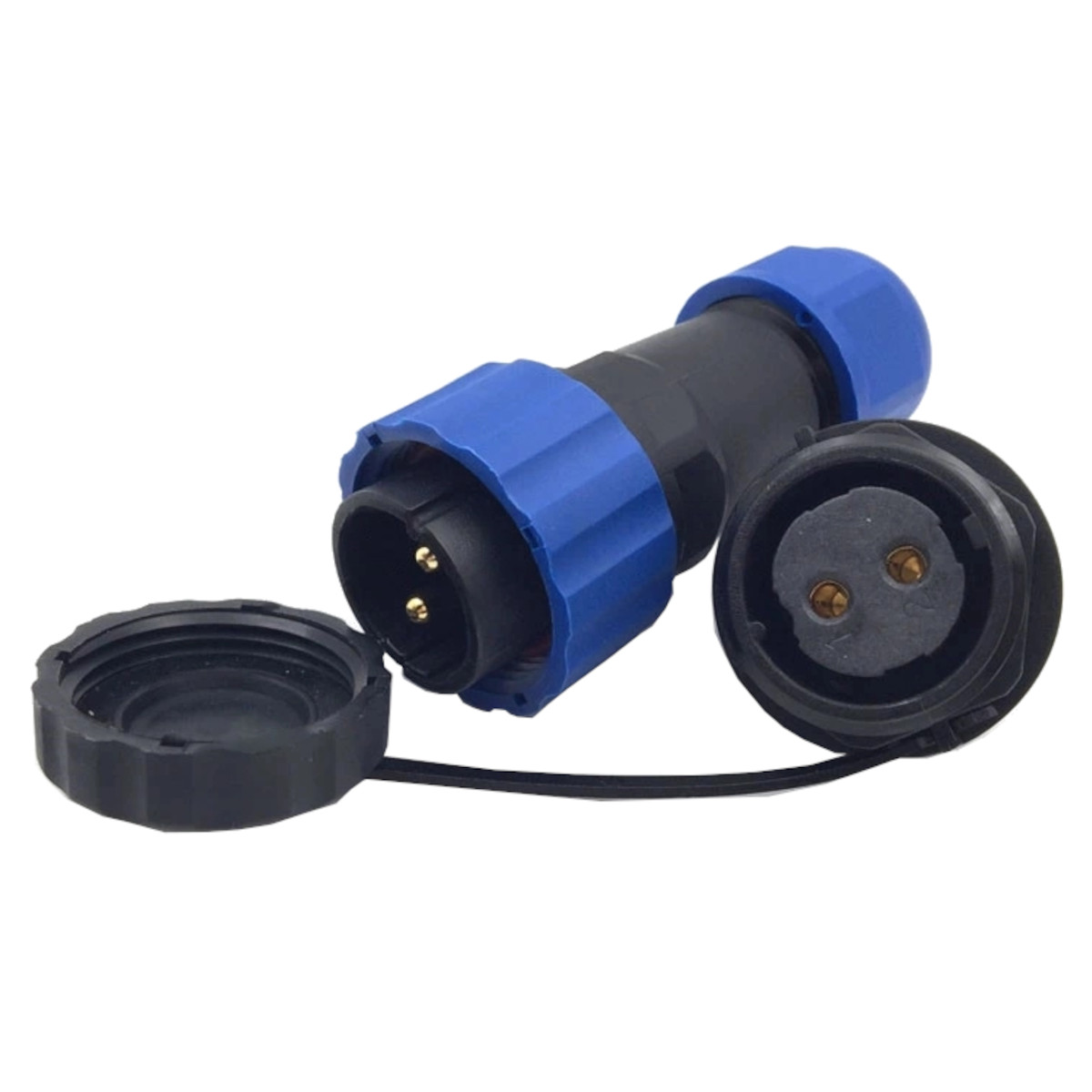 SD20 2-Pin 25A Waterproof Aviation Connector Kit (IP68, Panel Mount)