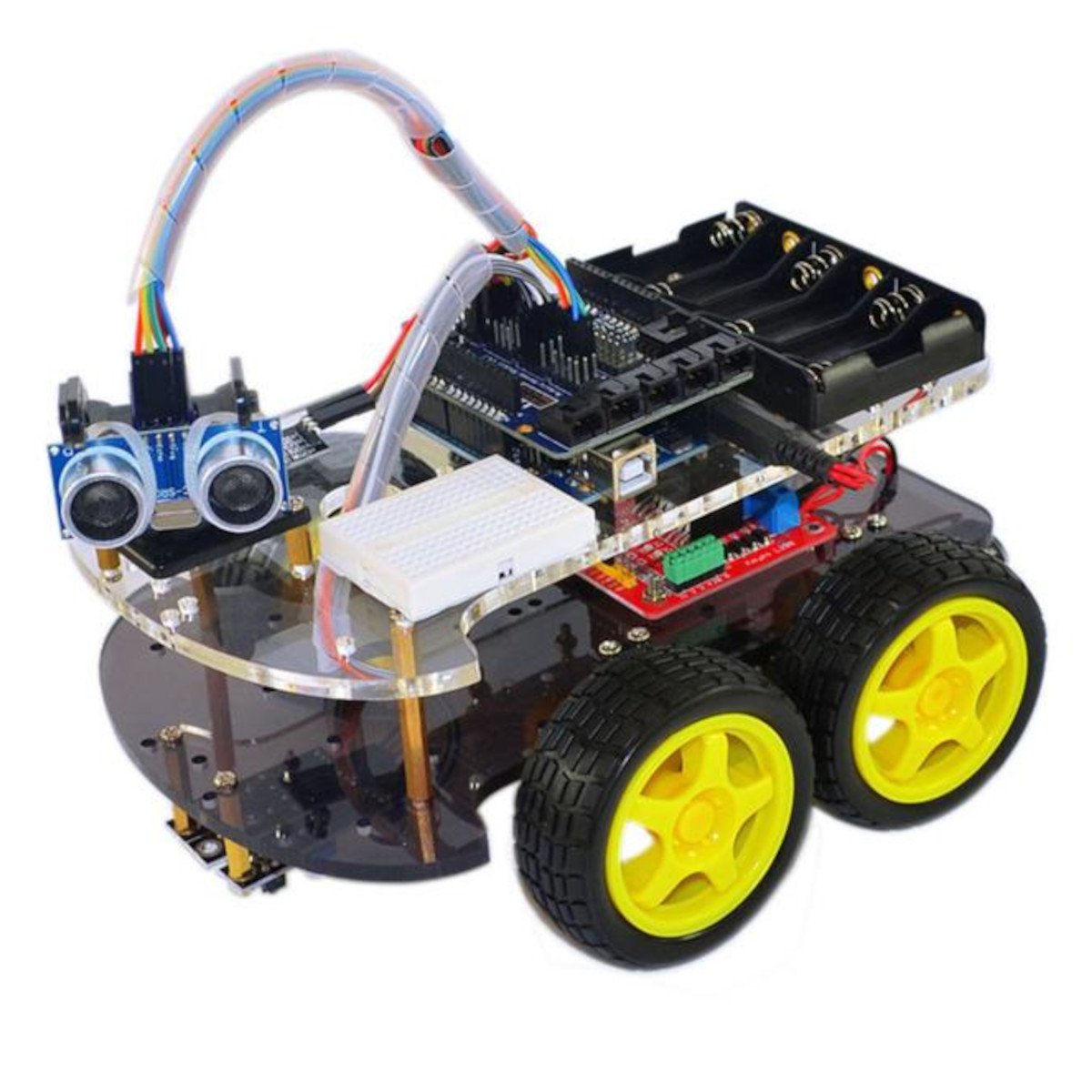Multi-Functional 4 Wheel Drive Robot Car Chassis Kit UNO R3 With Remote Control Unassembled DIY