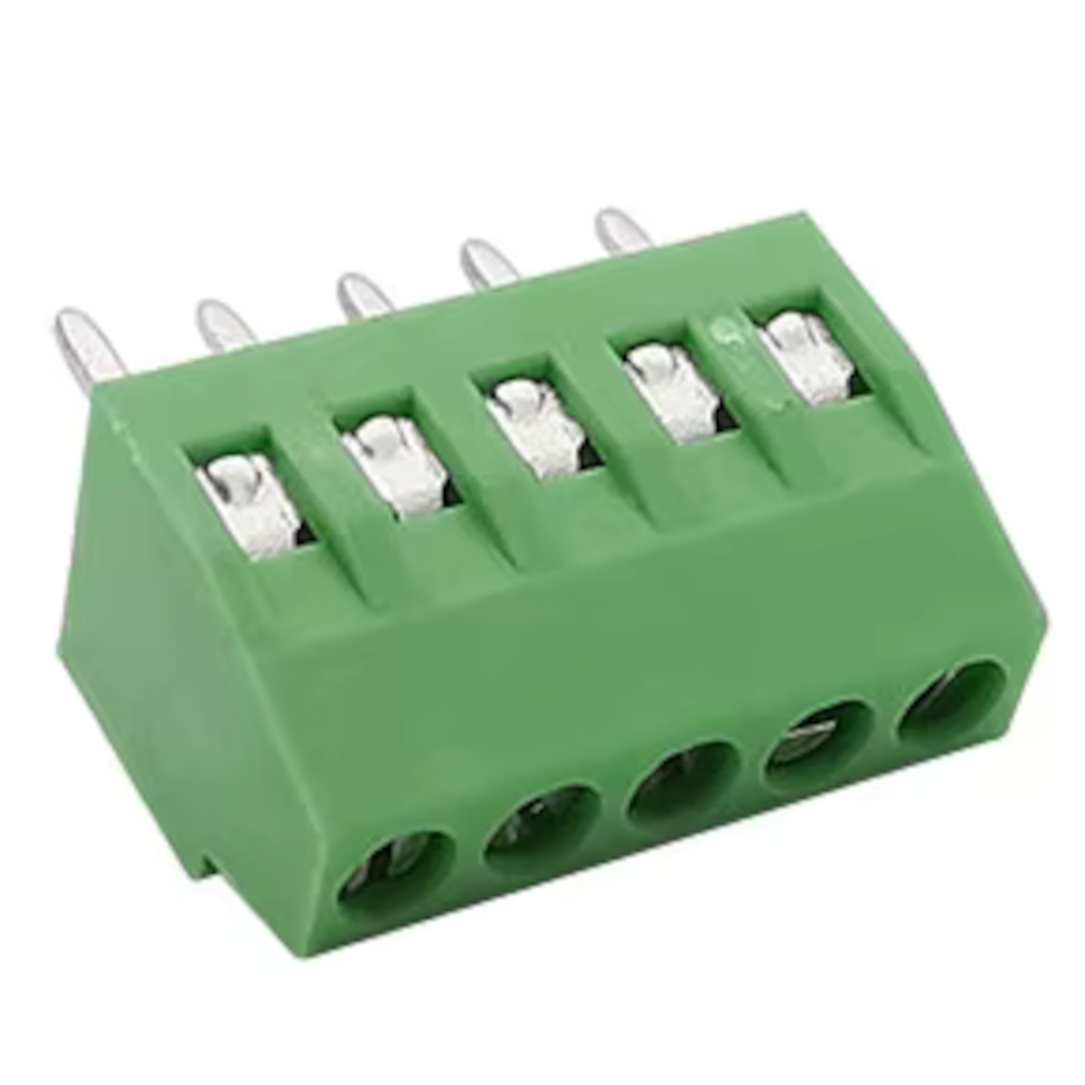5 Pin Screw Terminal Block Connector - 2.54mm Pitch, PCB Mount (Green)