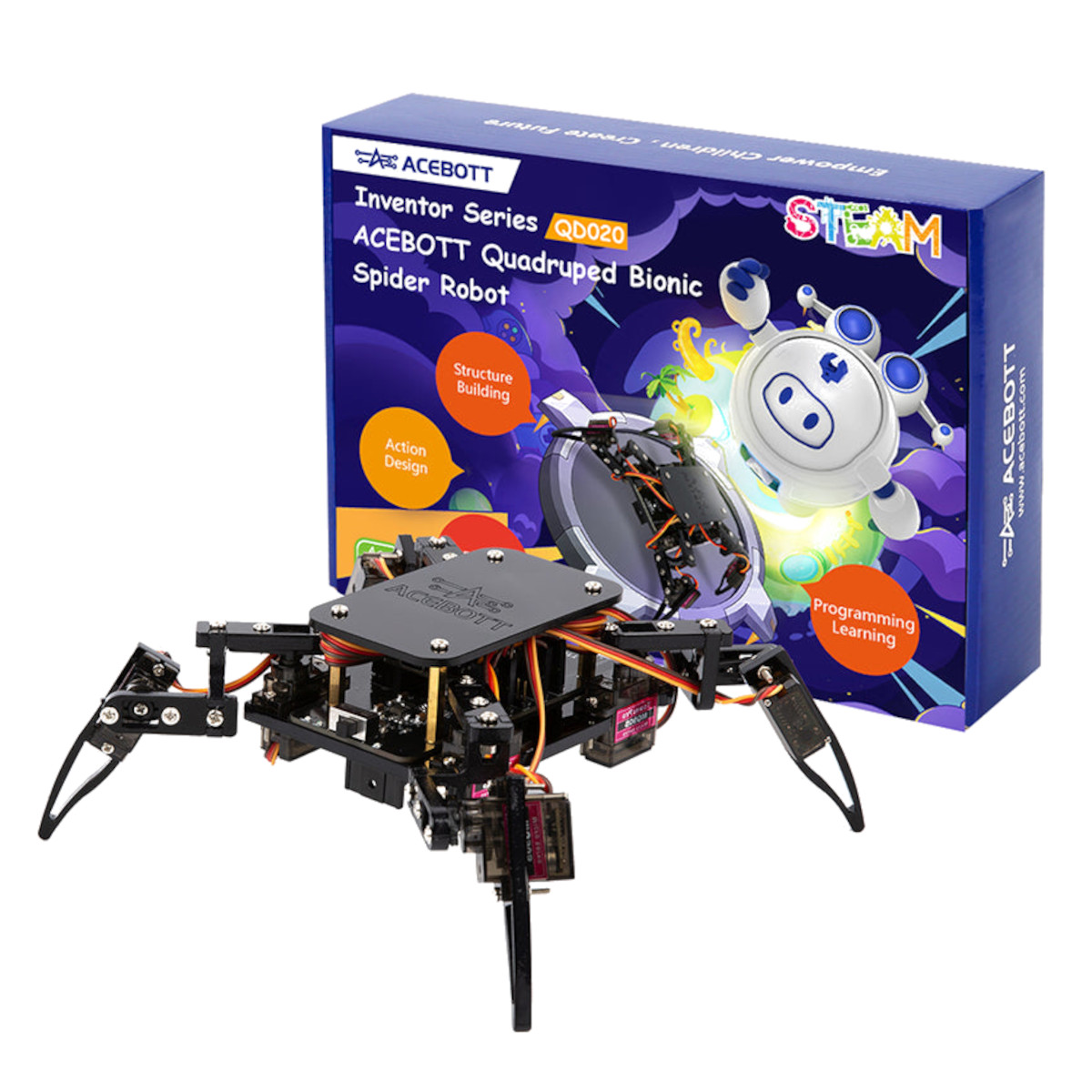 ACEBOTT Quadruped Bionic Spider Robot DIY Kit ESP8266 Programming Wifi-App Control QD020 