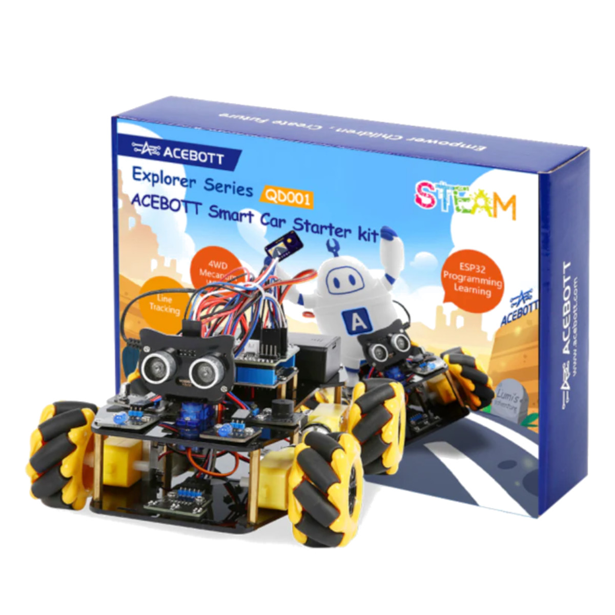ACEBOTT Smart Car Starter Educational DIY Kit ESP32 Wifi-App Control QD001