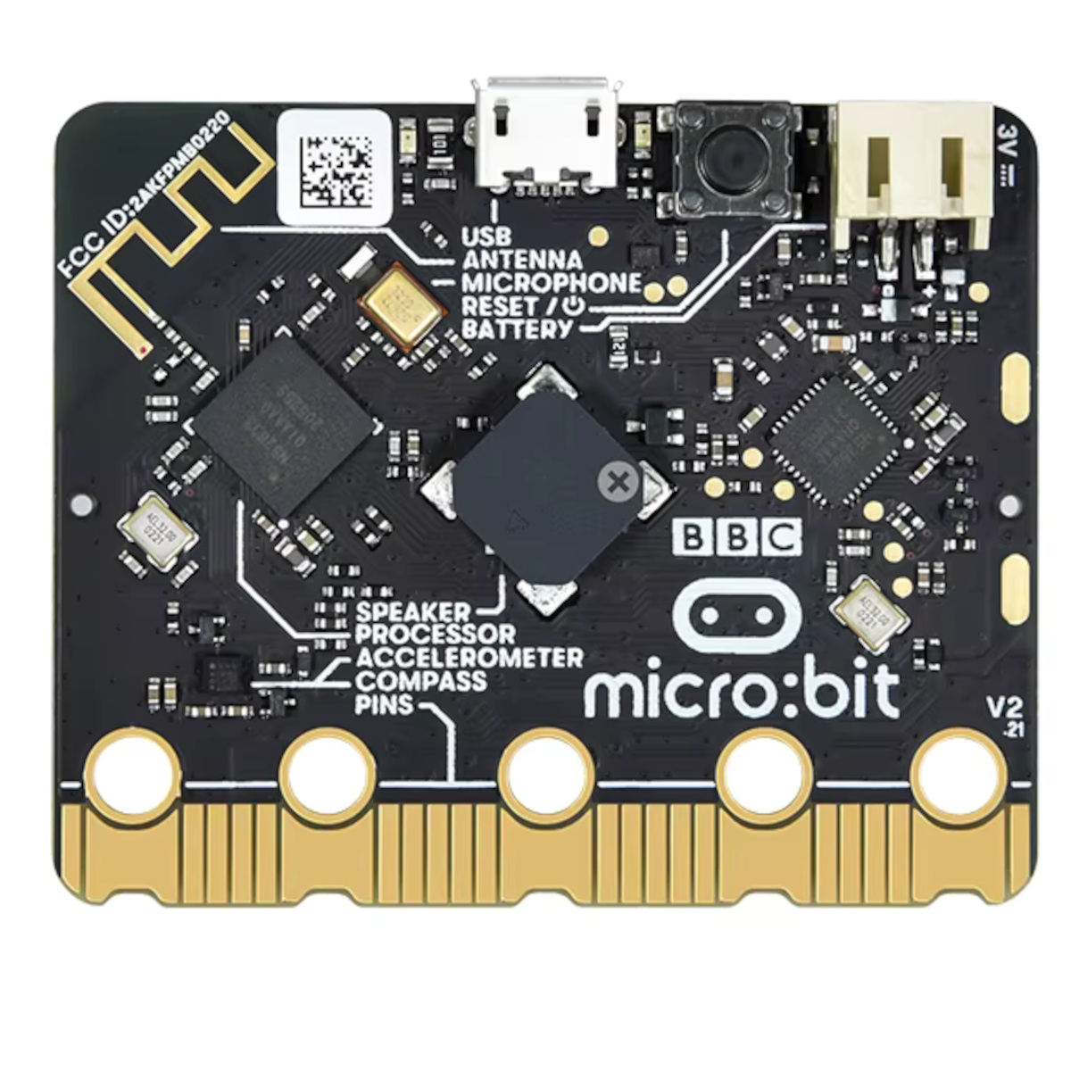 BBC Micro:Bit V2.2 Single Board Computer with Built-in Speaker, Microphone, and Touch Sensor