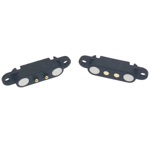 2P Magnetic Spring Loaded Pogo Pin Male Female Connector Socket 2.54 MM Pitch DIP With Mounting Hole