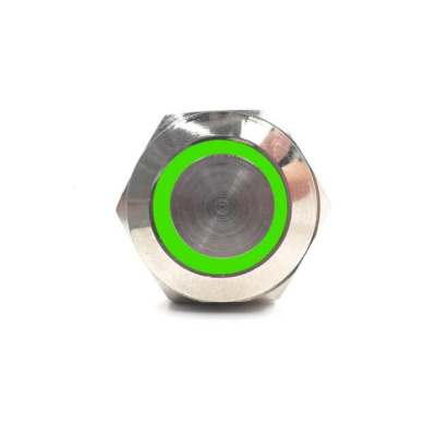 ProMax Metal Push Button Switch Waterproof (12mm, 3-6V, Green, Ring, Momentary)