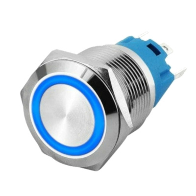 19mm ProMax PPS19005BRL Metal Push Button Switch Waterproof Latching Blue
