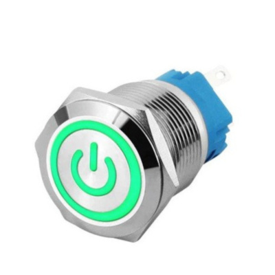 22mm ProMax PPS22024GPL Metal Push Button Switch Waterproof Latching Green