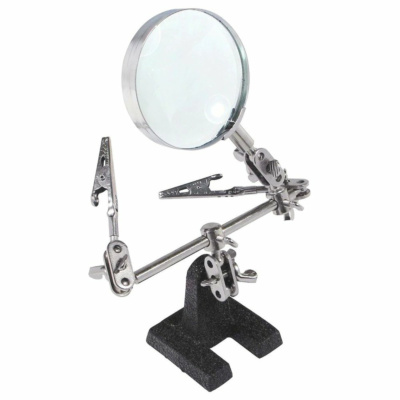 PCB Helping Third Hand Tool Soldering Stand with 5X Magnifying Glass 