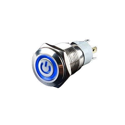 19mm ProMax PPS19024BPL Metal Push Button Switch Waterproof  Latching 12V-24V Blue