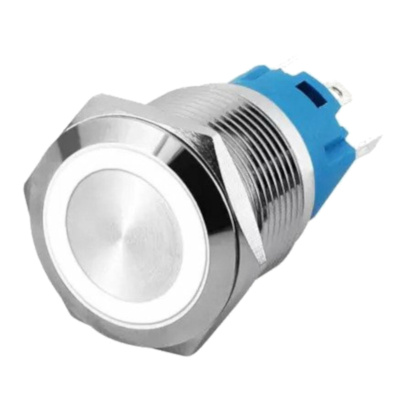 19mm ProMax PPS19005WRL Metal Push Button Switch Waterproof Latching White