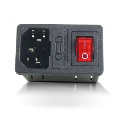 C14 IEC Electrical AC Power Socket Male with Fuse Holder Switch 3 Pin