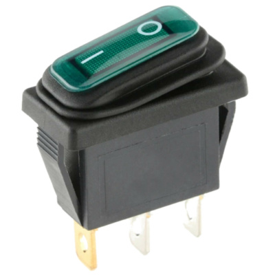 ProMax 16A 250V SPST Rocker Switch 12V Green Led 2 Position ON OFF Latching Control KCD3 IP67