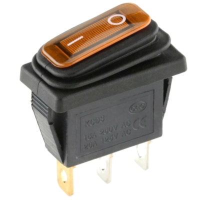ProMax 16A 250V SPST Rocker Switch 12V Yellow Led 2 Position ON OFF Latching Control KCD3 IP67