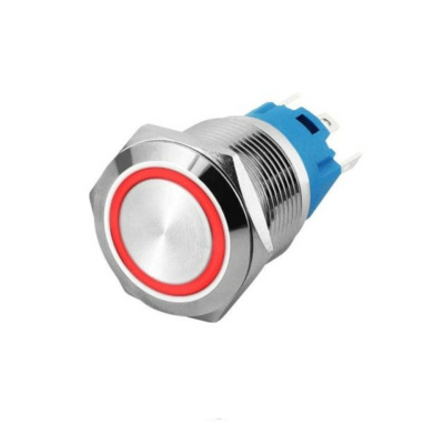 19mm ProMax PPS19005RRL Metal Push Button Switch Waterproof Latching Red