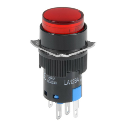ProMax PST16240RL Push Button Latching Switch Round 240V Red Indicator Light