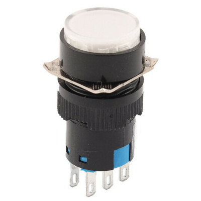 ProMax PST16240WL Push Button Latching Switch Round 240V White Indicator Light