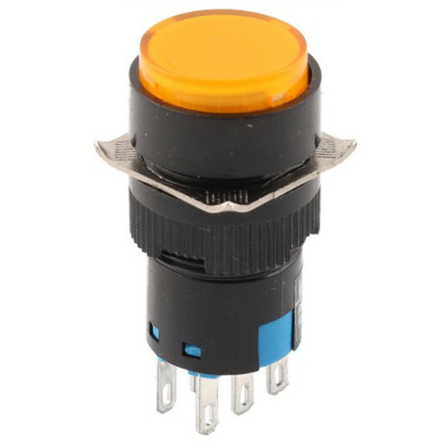 ProMax PST16240OL Push Button Latching Switch Round 240V Orange Indicator Light