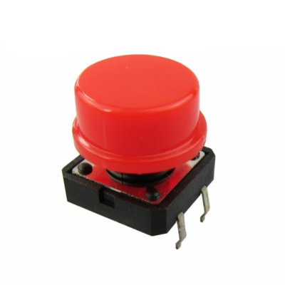 Tactile Push Button Switch With Red Round Cap 