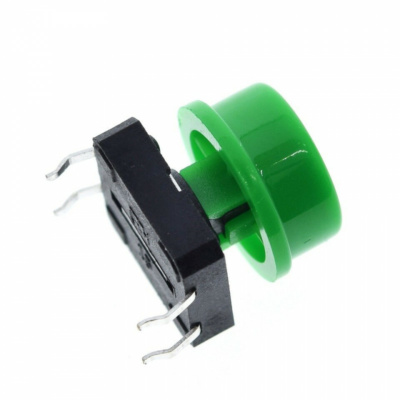 Tactile Push Button Switch With Green Round Cap 