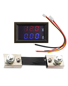 0.28 inch Dual Led DC0-100V 100A Voltage and Current Digital Display Panel Mount Ammeter With Shunt Red Blue
