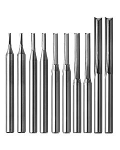 10pcs MechX 2-Flute Straight Engraving Bits Kit Set 1 1.5 2.0 2.5 3.175mm Bit 3.175mm Shank CNC End Mill