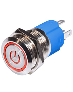 12mm ProMax PPS12005RPM Metal Push Button Switch Waterproof Momentary Red