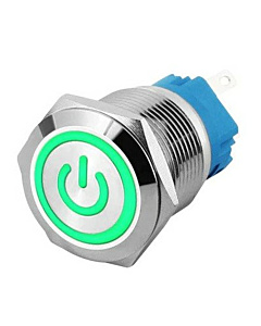 16mm ProMax PPS16006GPM Metal Push Button Switch Waterproof Momentary Green