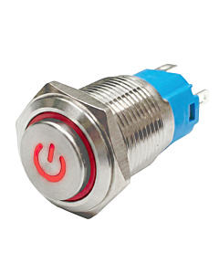 16mm ProMax PPS16220RRL Metal Push Button Switch Waterproof High Head Latching Red 