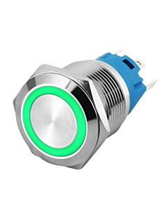 16mm ProMax PPS16024GRL Metal Push Button Switch Waterproof Latching Green