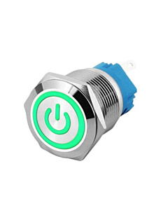 16mm ProMax PPS16005GPL Metal Push Button Switch Waterproof Latching Green