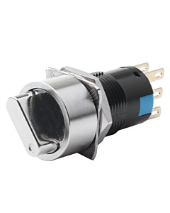ProMax 16mm Latching Rotary Switch 2 position with off Green Illumination  Metal Waterproof