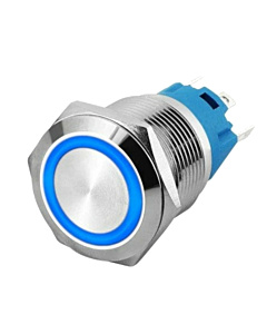 19mm ProMax PPS19005BRL Metal Push Button Switch Waterproof Latching Blue