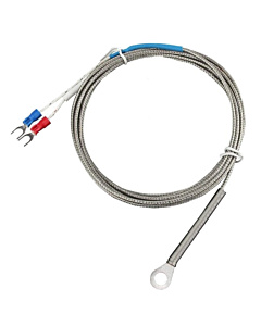 K-Type Thermocouple Surface Temperature Sensor - 6mm Washer Probe, 1M Metal Braid