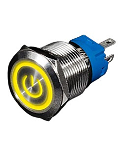 16mm ProMax PPS16006YPL Metal Push Button Switch Waterproof Latching Yellow 3-6V