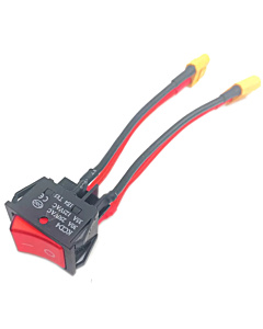 30A 250V DPST Rocker Switch With XT60 Connector 14AWG Wire KCD4 Red 2 Position ON OFF Latching Battery Switch