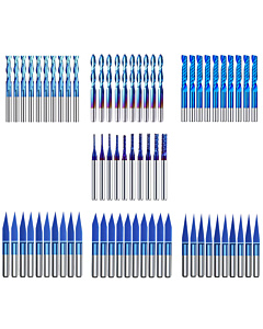 70pcs MechX End Mill Engraving Bits Kit Set Flat Ball Nose 1Flute 2Flute Fishtail V Router Bit 3.175mm Shank CNC
