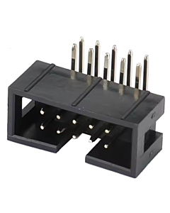 10-Pin 2x5 Right-Angle IDC Male Box Header - Shrouded 2.54mm Pitch PCB Mount