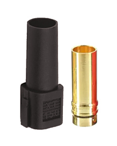 XT150 Female Connector Set - 8mm Black Shroud Housing & Gold-Plated Female Socket (Battery Side)