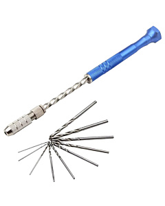 Precision Spiral Push Hand Drill - Semi-Automatic Pin Vise with 10x HSS Micro Drill Bits