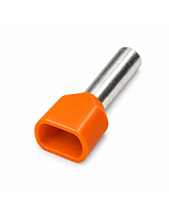 TE2510 Twin Insulated Bootlace Ferrule 2.5mm Dual Wire Crimp Terminal Lug - Orange