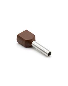 Twin Insulated Bootlace Wire Crimp Ferrule Terminal Lug Brown 1.5 sqmm