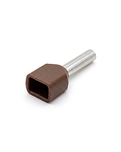 Twin Insulated Bootlace Wire Crimp Ferrule End Terminal Lug-Brown-0.75 sqmm