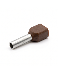 TE1508 Twin Insulated Bootlace Ferrule 1.5mm² Dual Wire Crimp Terminal Lug Brown