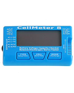 CellMeter 8 Digital Battery Capacity Checker & Servo Tester 1S-8S LiPo/LiFe/Li-Ion PWM Gen Backlit LCD Diagnostic Tool