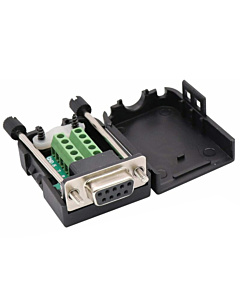 DB9 Female to 9-Pin Screw Terminal Breakout Board with Case - Solderless RS232 Adapter