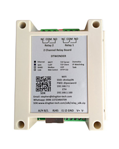 DT-R002 2-Channel Ethernet Relay Module WiFi LAN RS485 Modbus RTU DIN Rail Housing 