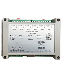 DT-R004 8-Channel Ethernet Relay Module WiFi LAN RS485 Modbus RTU DIN Rail Housing 