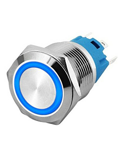 16mm ProMax PPS16005BRM Metal Push Button Switch Waterproof Momentary Blue