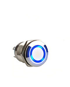 TWTADE 16mm IP65 Waterproof Momentary Metal Push Button Switch 5/8 10A DC12V Stainless Steel Shell White 5 Year Warranty YJ-GQ16BF-M-W LED Ring Switch 1NO 1NC with Wire Socket Plug 