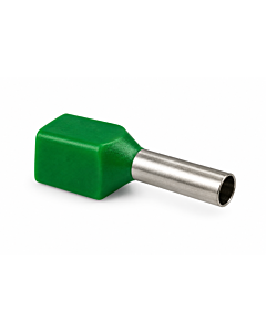 Twin Insulated Bootlace Ferrule 10mm Pin Green for Terminal Blocks TE7510